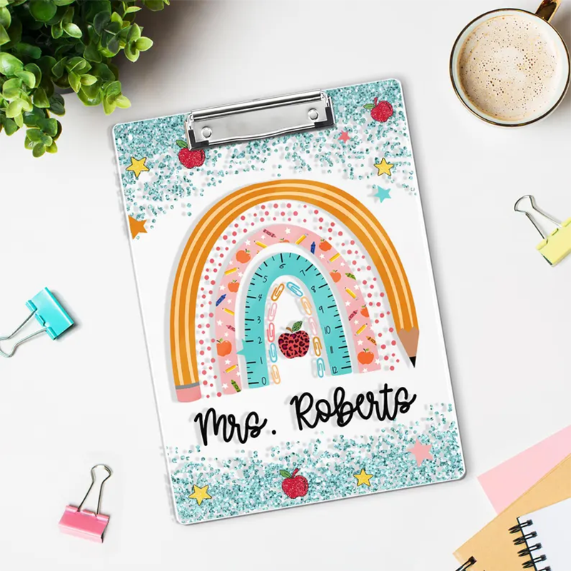Personalized Teacher Appreciation Gifts, Custom Rainbow Teacher Clipboard