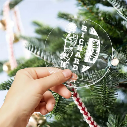 Football Ornament with Name and Number, Custom Name Football