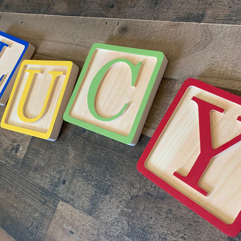Wood Block Nursery Letters, Baby Name, Individual Wood Letters