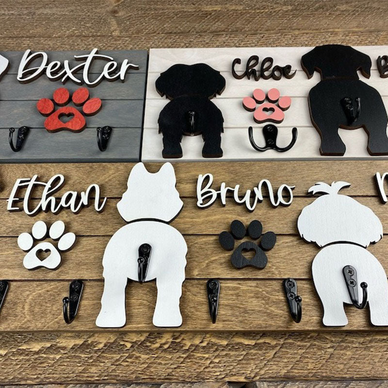 Custom Shiplap Dog Leash Holder, Personalized Leash holder