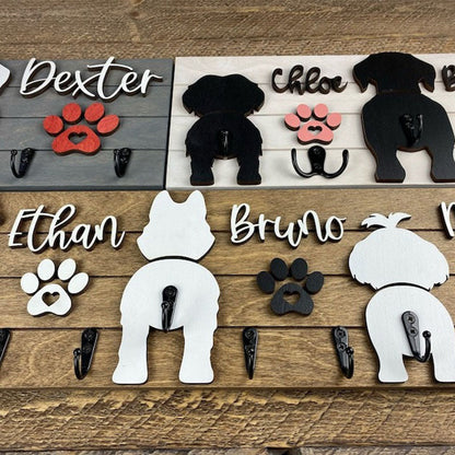 Custom Shiplap Dog Leash Holder, Personalized Leash holder