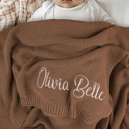 Personalized Embroidered Baby Knit Blanket