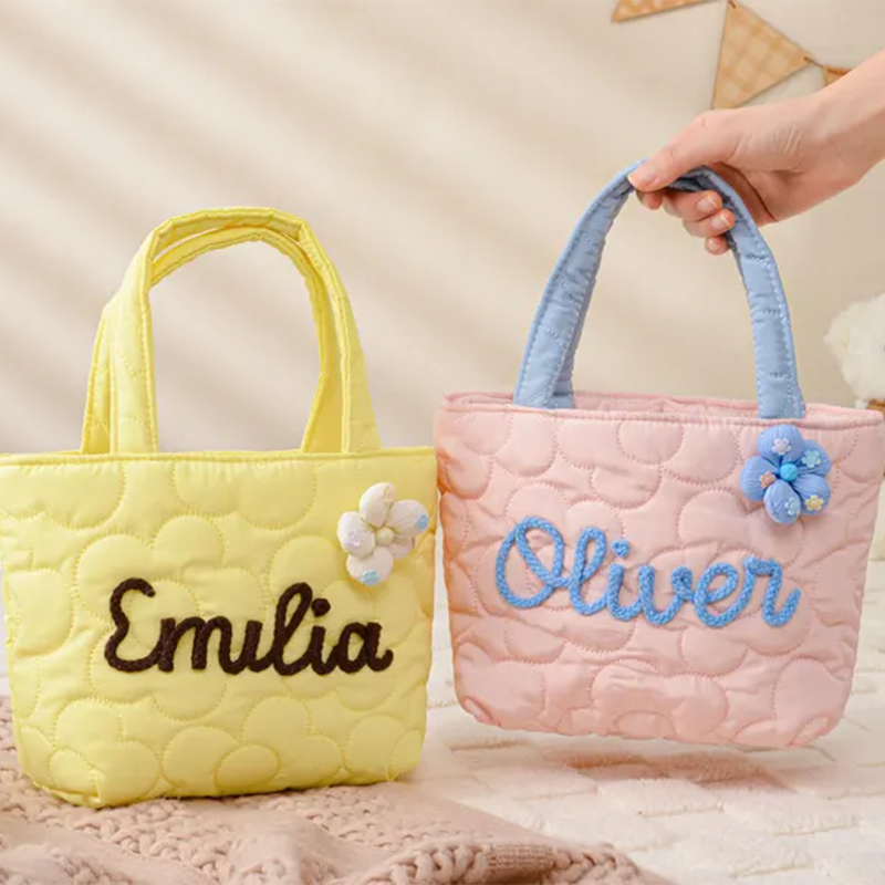 Personalized Quilted Nylon Tote Handbag,Kids Name bag,Custom Children's Gift
