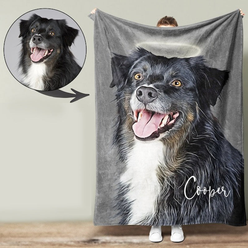 Pet Memorial Gifts Custom Printed Blanket-Photo Blanket Dog Blanket