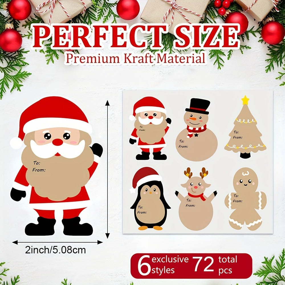 Christmas Gift Tags Stickers 72pcs Christmas Gift Labels Stickers