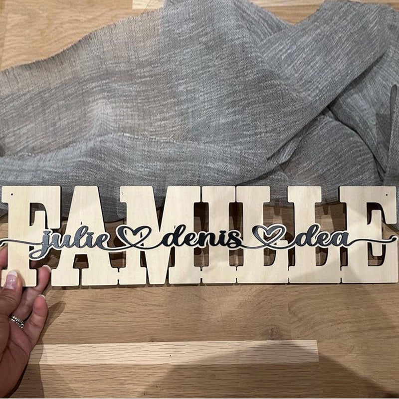 Personalized wooden word LOVE,FAMILY, MOM ,MAMIE engraved in wood