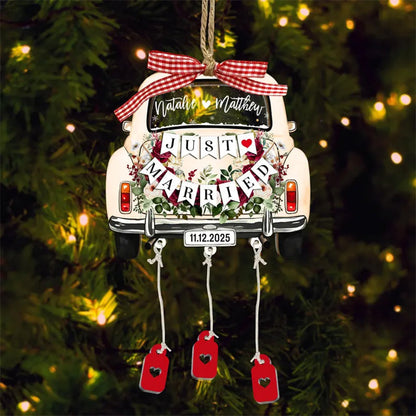Personalized Just Married Car Ornament,