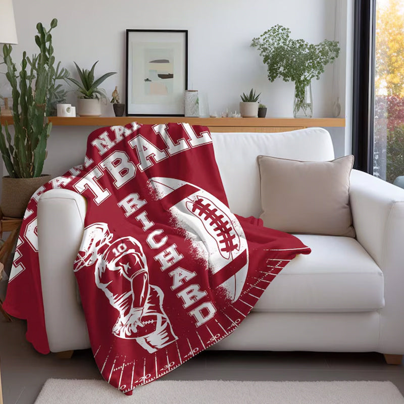 Custom Football Blanket with Name and Number