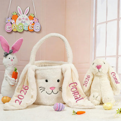 Personalized Easter Gift,Plush Easter Basket,Stuffed Bunny