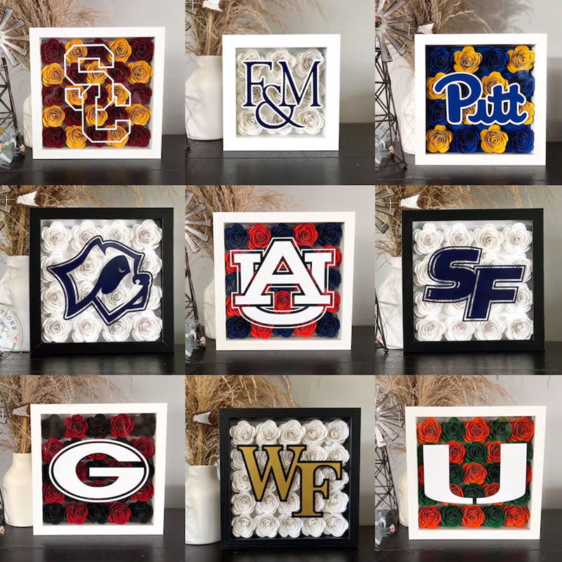 Flower Shadow Box - College Logo Graduation Gifts