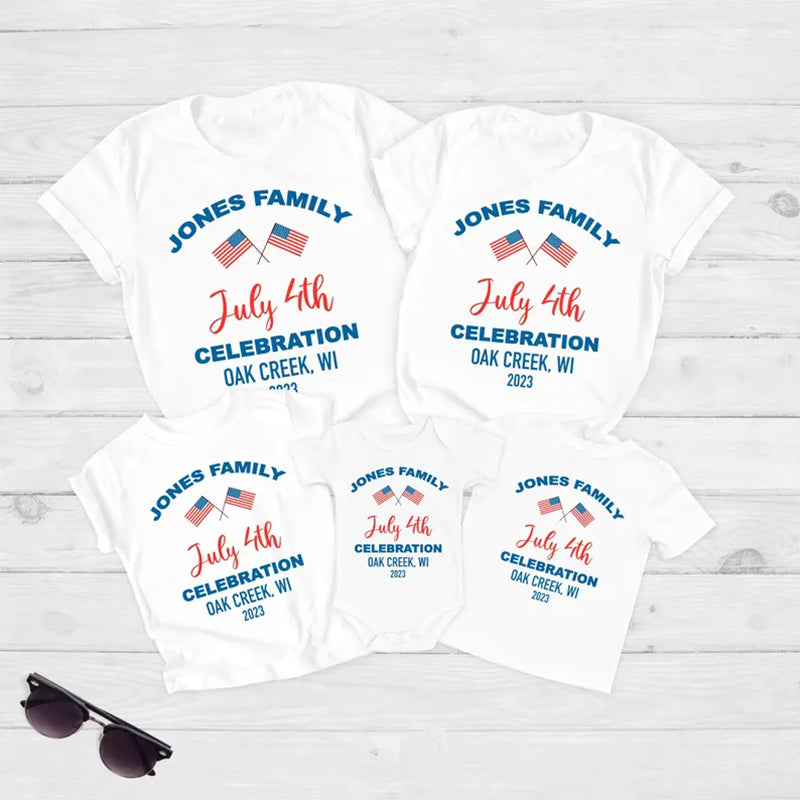 Patriotic Family Matching T-Shirts, Custom Family July 4th Celebration Shirt