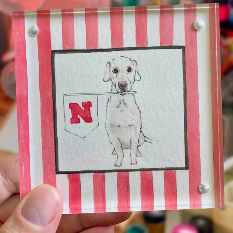 Custom Hand Painted Collegiate Pet Portrait | 4x4 Acylic Award