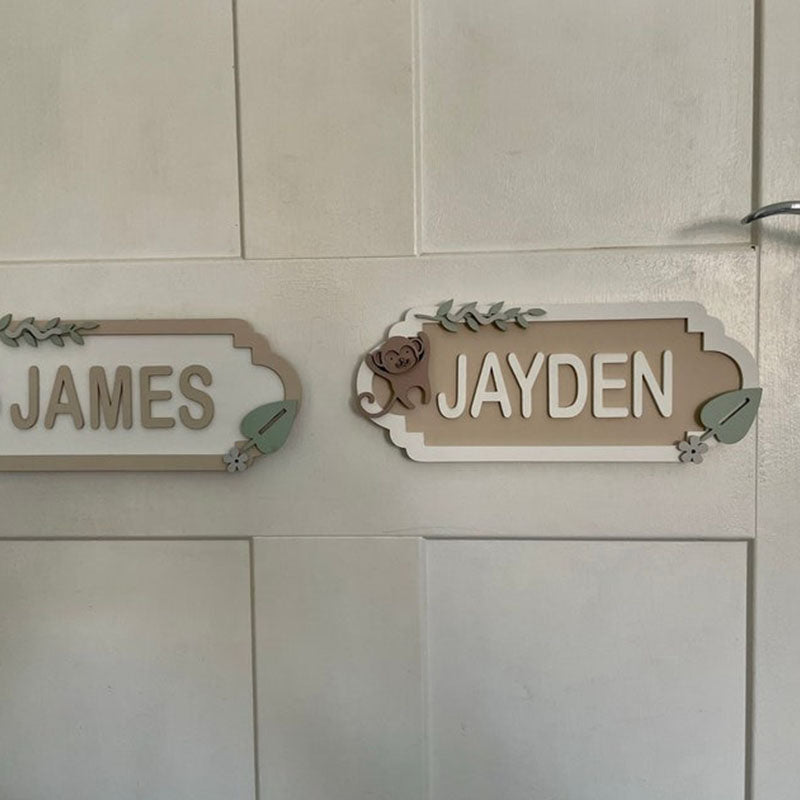 Personalised Street Sign Name Plaque - Monkey Design - Bedroom Door Name Plate