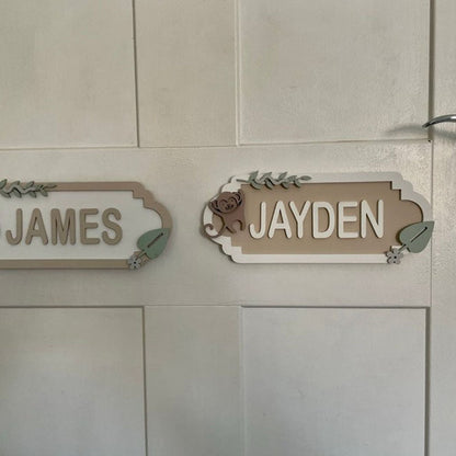 Personalised Street Sign Name Plaque - Monkey Design - Bedroom Door Name Plate
