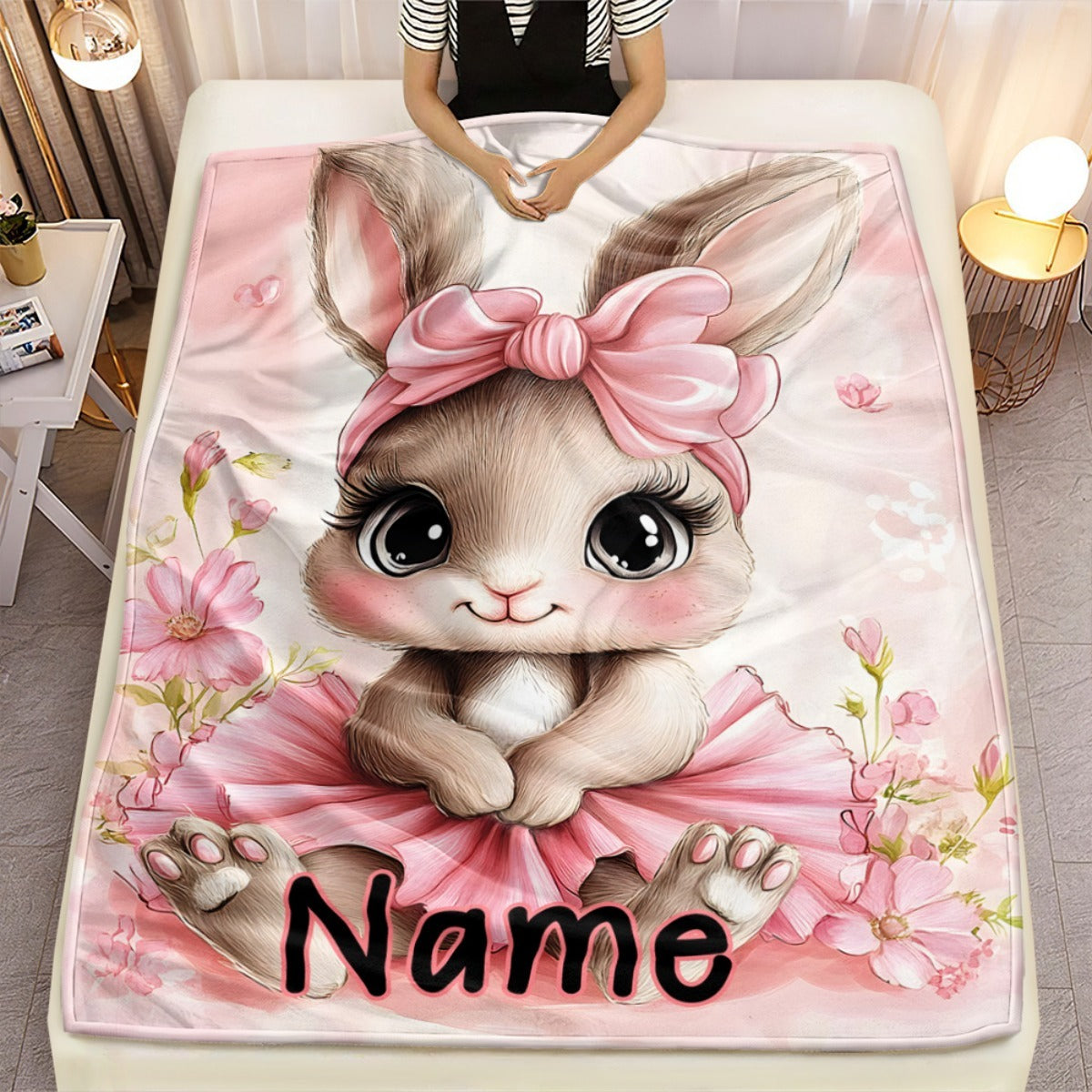 Name/Text Rabbit Ballet Dress Easter Blanket