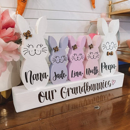 Personalized Easter Bunny Block - Chunky Wooden Easter Bunny