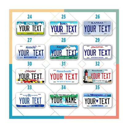 Custom Mini state License Plates | All 50 Sates | 4x2 - 6x3
