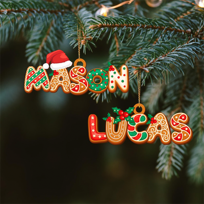 Personalized Gingerbread Alphabet Ornament, Custom Kids Name Christmas Tag