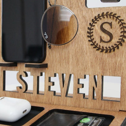 Personalized Book Holder, Custom Book Stand, Personalized Docking Station Men, Gift for Men