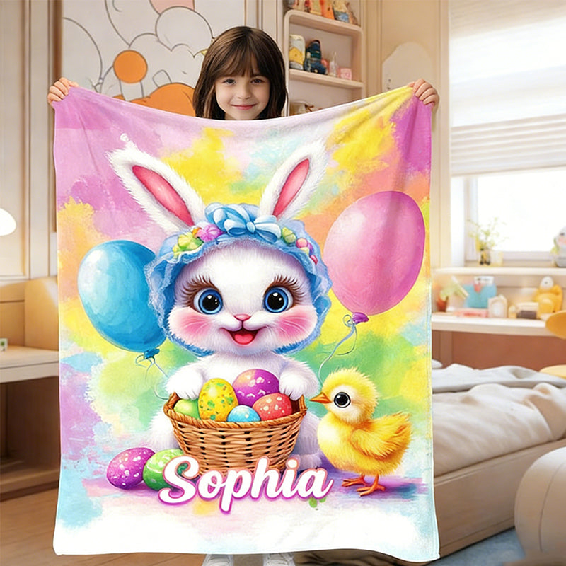 Custom Kids Blanket, Kids Name Blanket, Personalized Baby Easter Blanket