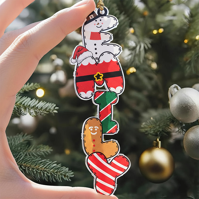 Text Christmas Gingerbread for Man & Snowman Hanging Pendant