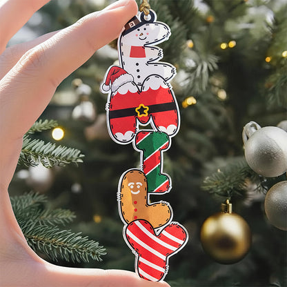 Text Christmas Gingerbread for Man & Snowman Hanging Pendant