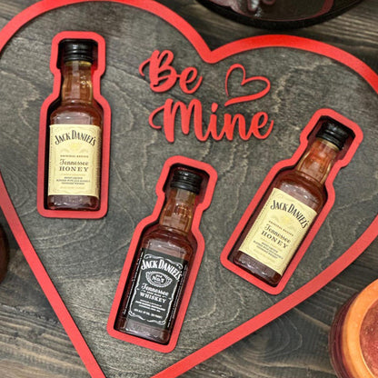 Valentines Day Gift for him, Be Mine Heart-Shaped Mini Liquor Bottle Display Tray