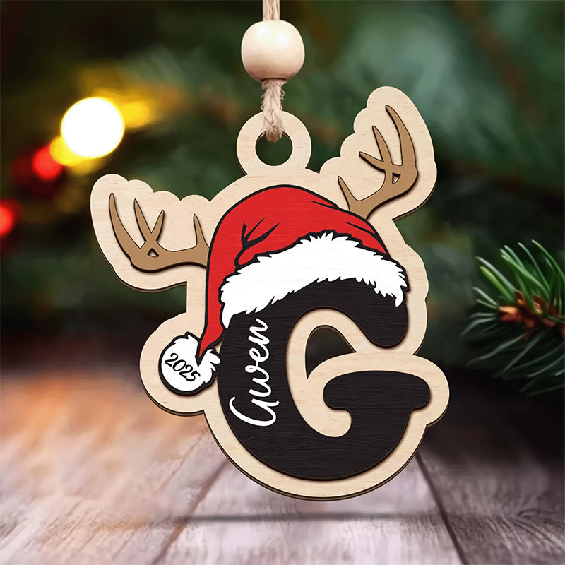 Personalized Name/Initials Christmas Reindeer & Tree Pendant