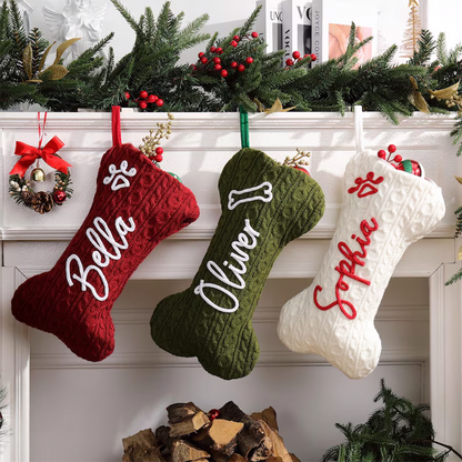 Personalized Christmas Stockings, Dog Bone Stockings