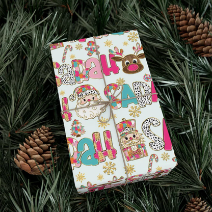 Personalized Wrapping Paper Pink Christmas Gift Wrap with Name Custom