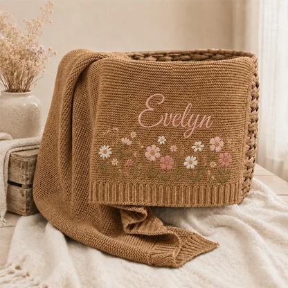 Personalized Baby Blanket, Embroidered Infant Name Throw