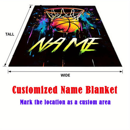 Custom Name Basketball Blanket – Soft Flannel Throw with Vibrant Digital Print