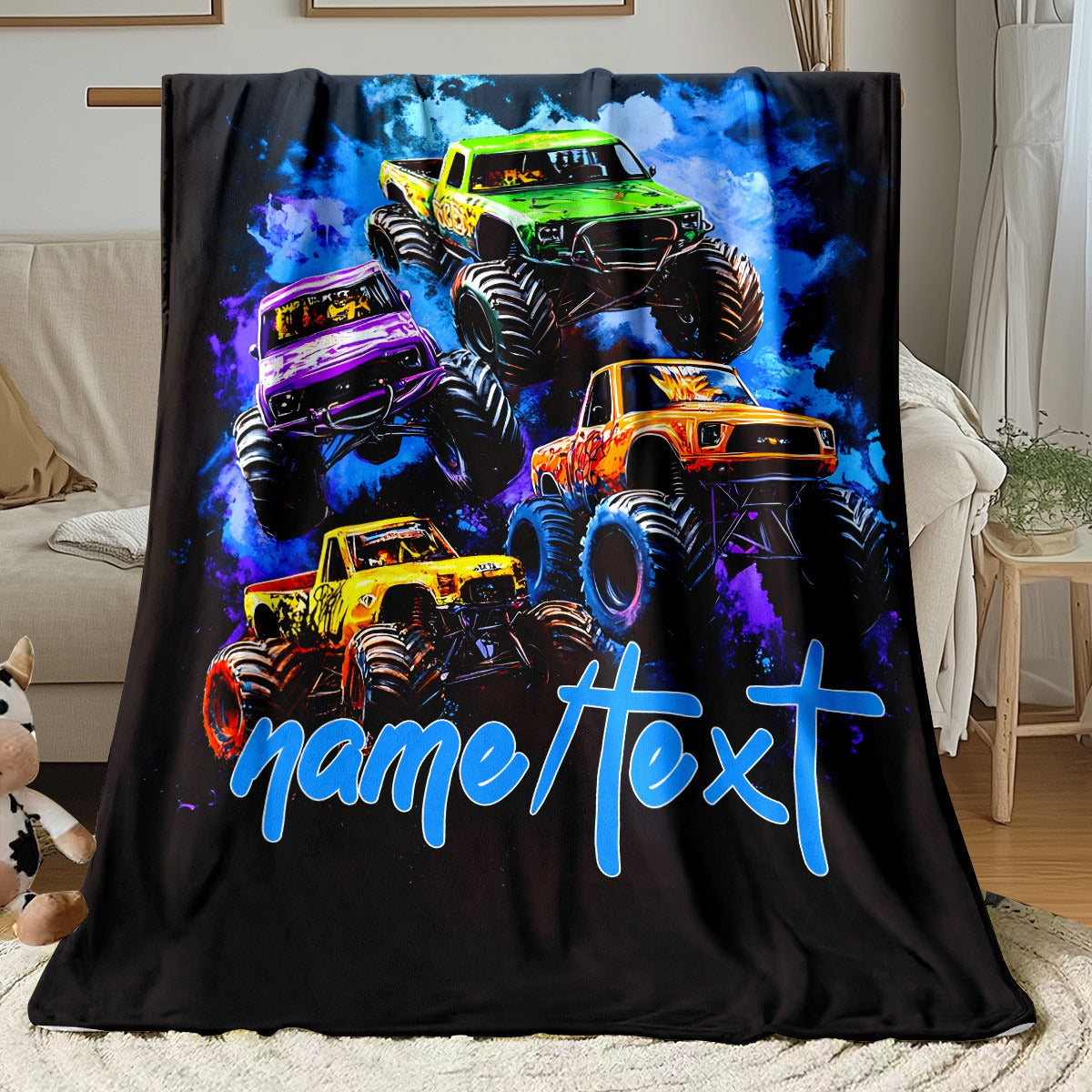 Customizable Monster Truck Flannel Blanket