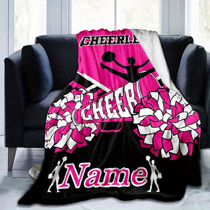 Customizable Cheerleader Fleece Blanket - Soft & Warm Pink and Black with Personalized Name