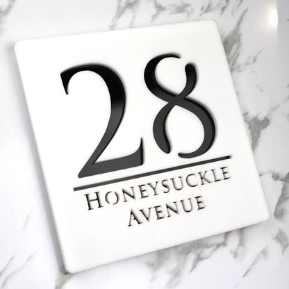 Laser Cut Matt Black & Copper Mirror Floating House Signs Door Number Sign Plaque