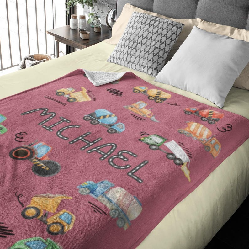 Personalized Construction Blanket for Kids – Custom Name Blanket