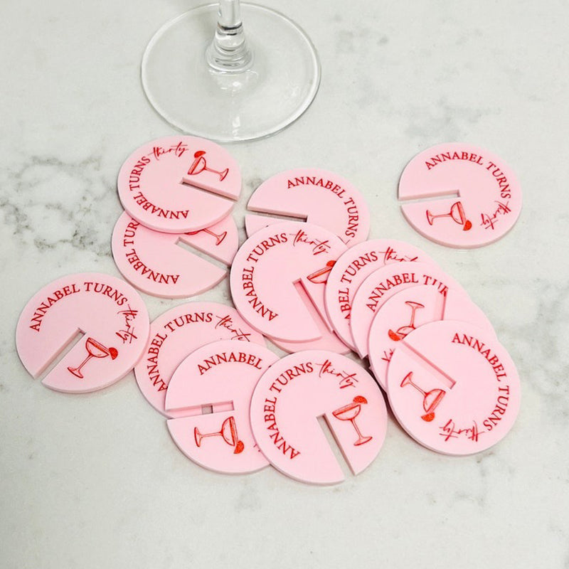 Round Cocktail Glass Hanging Drink Tag | Stemless Drink Tag