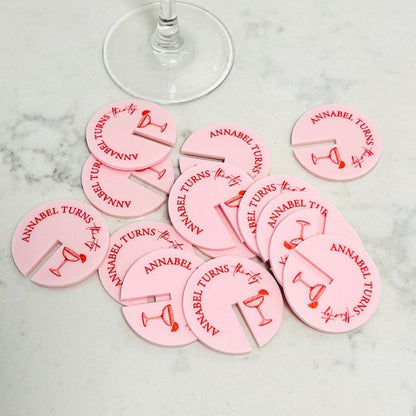 Round Cocktail Glass Hanging Drink Tag | Stemless Drink Tag