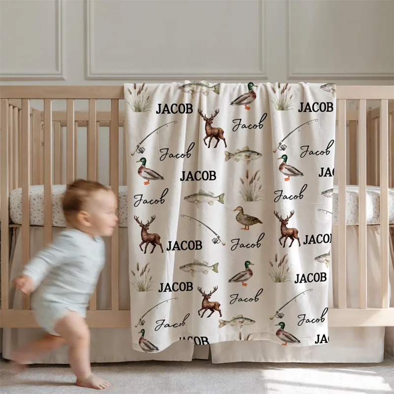 personalized fisherman baby blanket for boys hunting theme baby shower gift