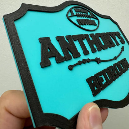 Personalised 3d door sign for a kid's room, dual-colour bedroom door plaque