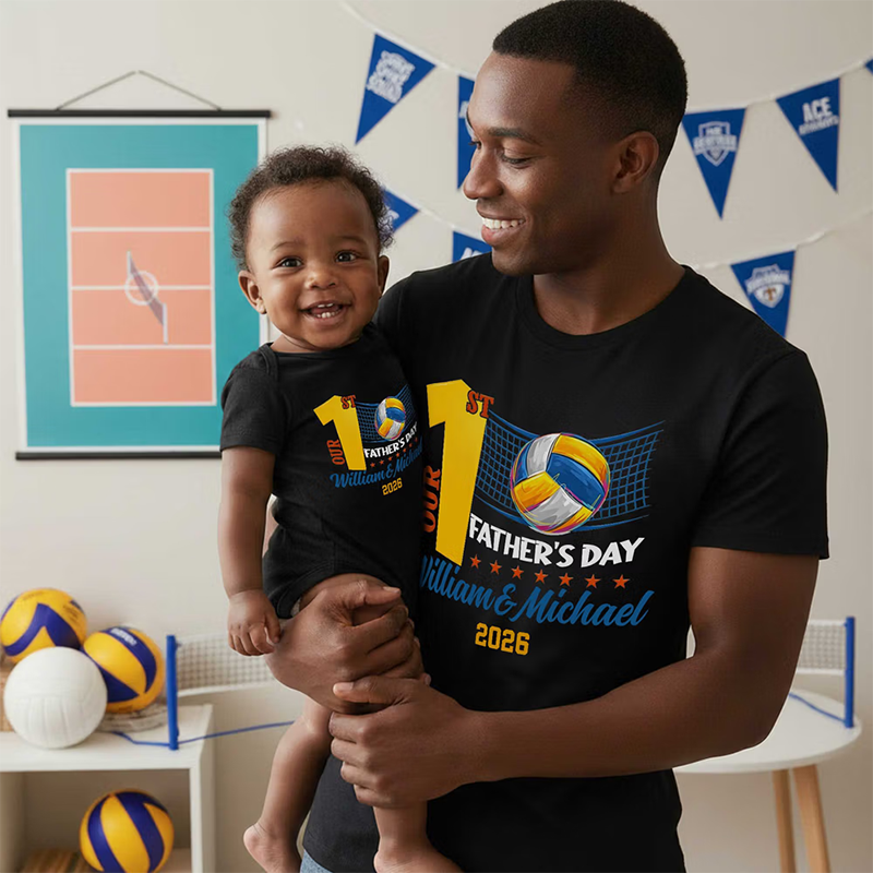 Our 1st Father’s Day Together - Personalized Sport Balls Baby Bodysuit T-shirt