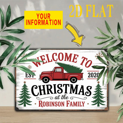 Personalized Christmas Sign with Red Truck