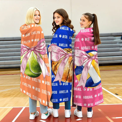 Personalized Bow Volleyball Softball Multicolor Throw Blanket