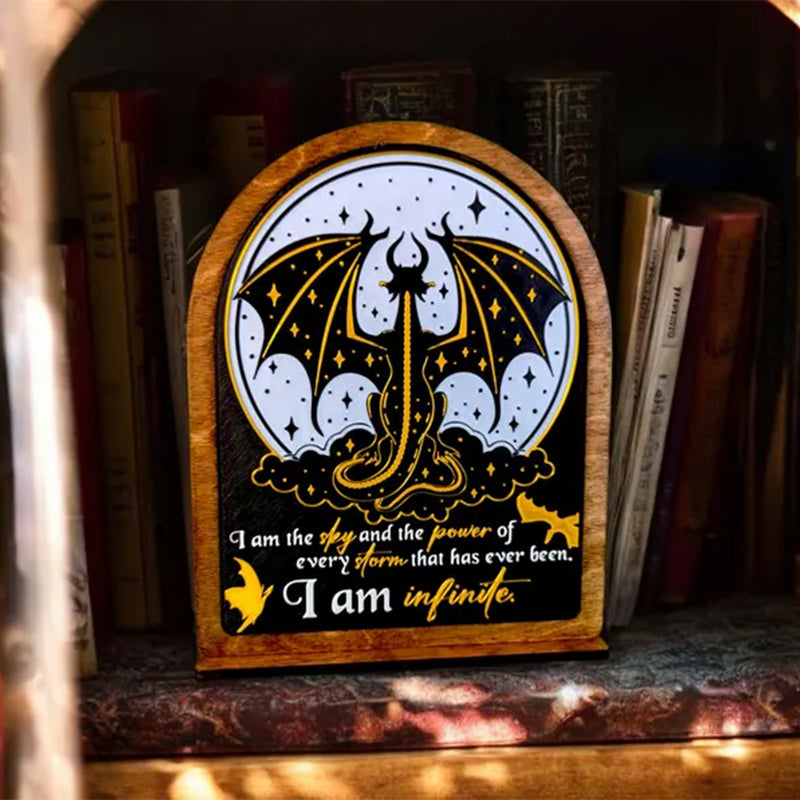 I am Infinite Fourth Wing Bookshelf Sign Wooden Shelf
