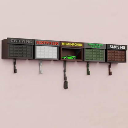 Mini Garage Key Holder: Toy Car Display with Hidden Compartment