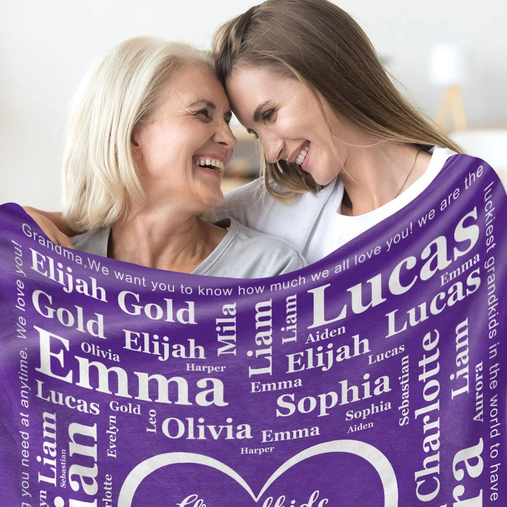 Personalized 1-16 Grandkid Names Blanket