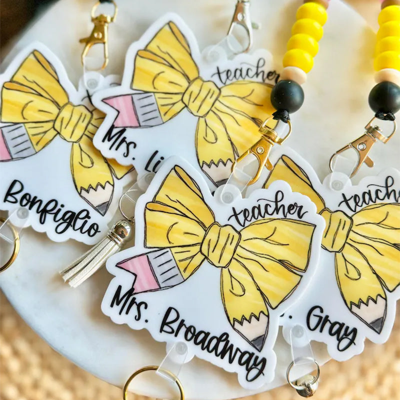 Personalized Teacher Lanyard, Teacher Bow Lanyard