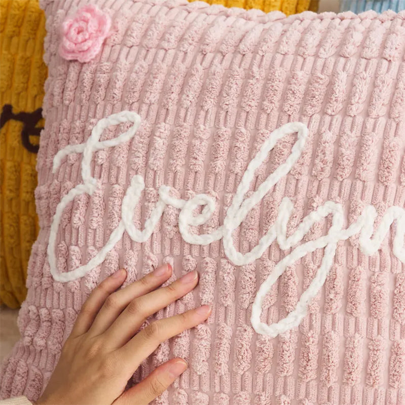 Custom Name Chenille Pillow | Personalized Throw Pillow Cover