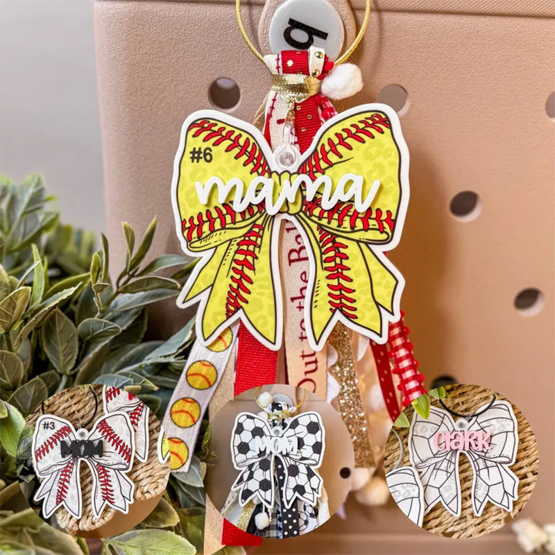 Softball Baseball Bogg Bag Tag, Softball Mom Bag Tassel and Charm
