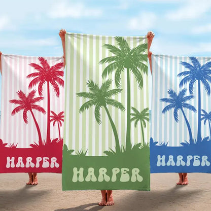 Beach Towels, Palm Tree Personalized Beach Towels